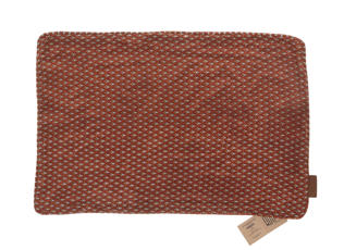 Silke pudebetræk 60x40 cm i farverig varm terracotta med fint ensartet mønster i mørkebrun og beige orientalsk etnisk boho sari pude