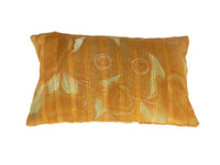Sari-Kissenbezug 30x50 in Türkis und Blau mit bunten Blumen und orangefarbenem Muster - einzigartiger Vintage-Kissenbezug im indischen Boho-Stil