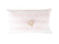 Sari-Kissenbezug in Weiß mit feinen rosa Mustern, einzigartiges indisches Kissen in 30x50 cm (Sari-Kissen)