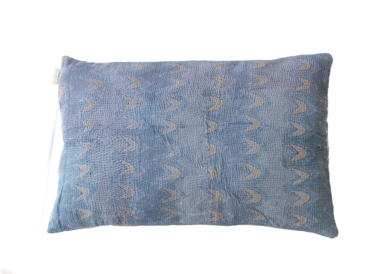 Sari-Kissenbezug 60x40 mit bunten Streifen in Türkis, Rosa, Hellrosa und Grau, Vintage-Boho-Kissenbezug im Patchwork-Look (Sari-Kissen / Sari-Kissen)