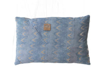 Sari-Kissenbezug 60x40 mit bunten Streifen in Türkis, Altrosa, Grau und Dunkelblau - einzigartige indische Kissen im Vintage-Boho-Stil (Upcycling-Sari-Kissen)
