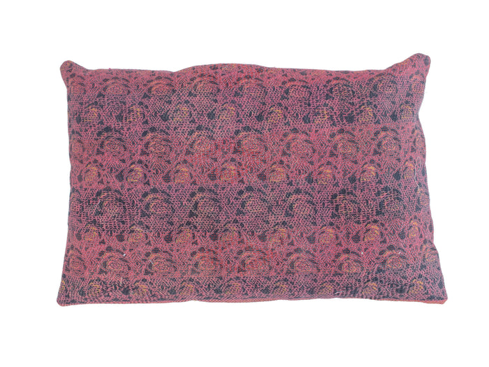 Colorful upcycled sari pillowcase 60x40 with boho bohemian check in turquoise, blue, purple and pink shades - Indian/vintage sari pillow look