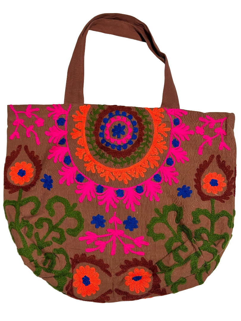 Suzani Canvas Strandtasche Braun